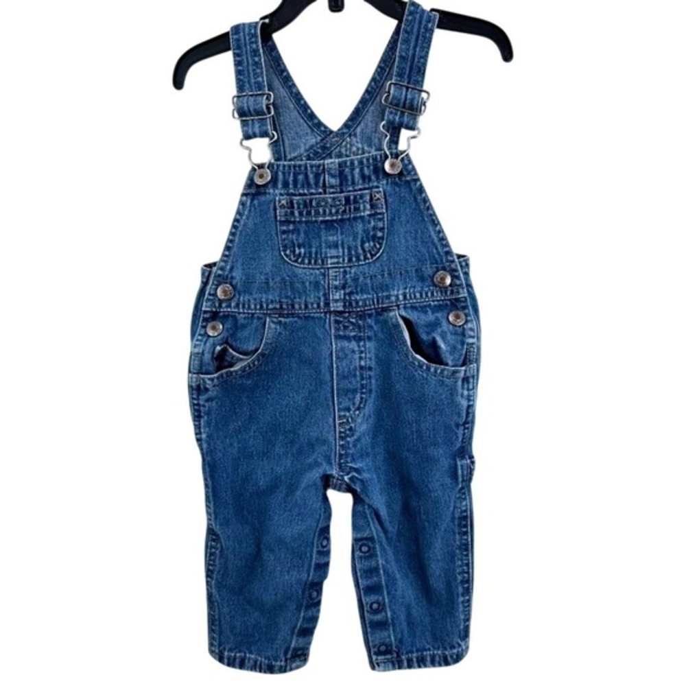 Vintage Arizona Jean Co. Denim Bib Overalls Baby Infant Snap Leg 12 Months
